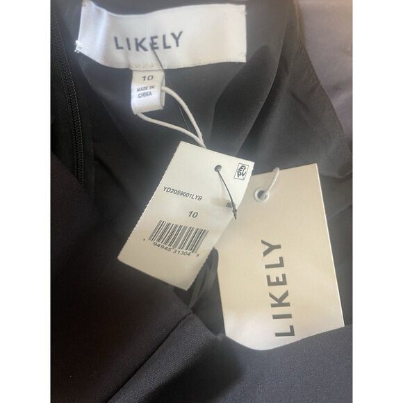 $298 NWT Likely Women's Black Solid Shepp Midi Sheath Dress Size 10 - Picture 11 of 11